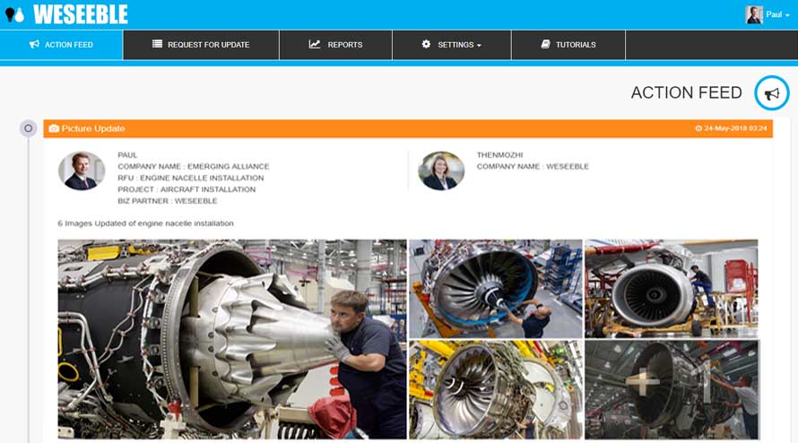 Weseeble screenshot: Weseeble action feed