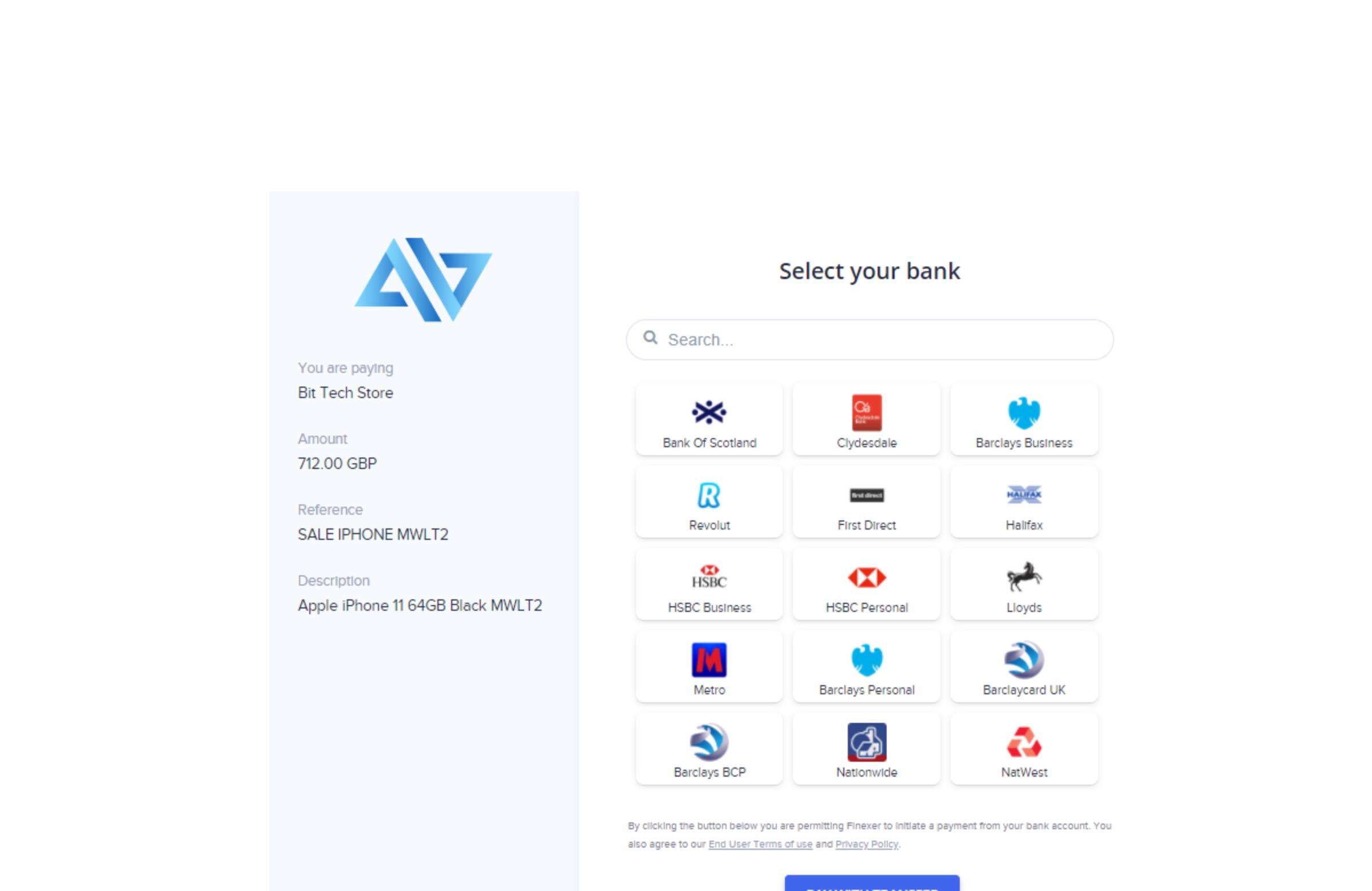 Finexer screenshot: Finexer Open Banking platform - AISP and PISP