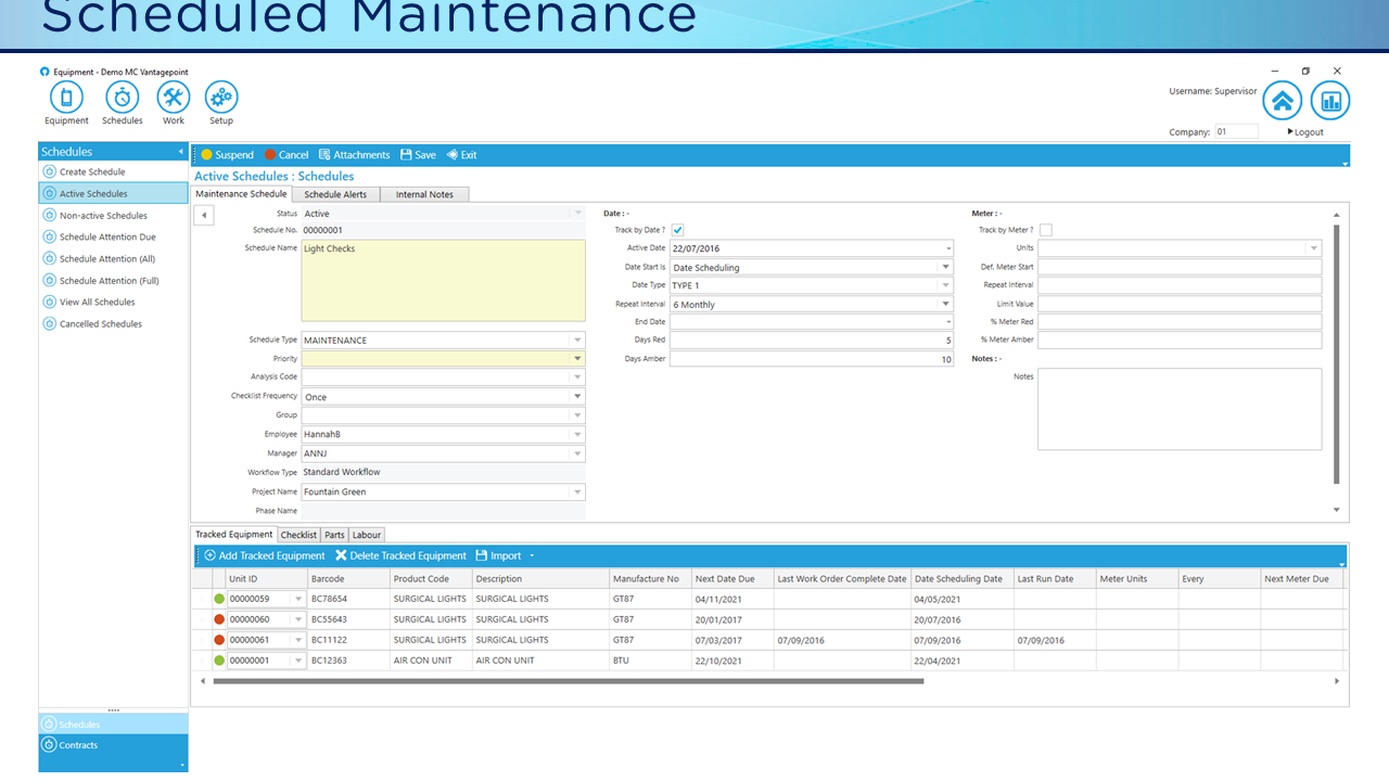 FMIS Fixed Asset Management Software - Scheduled Maintenance