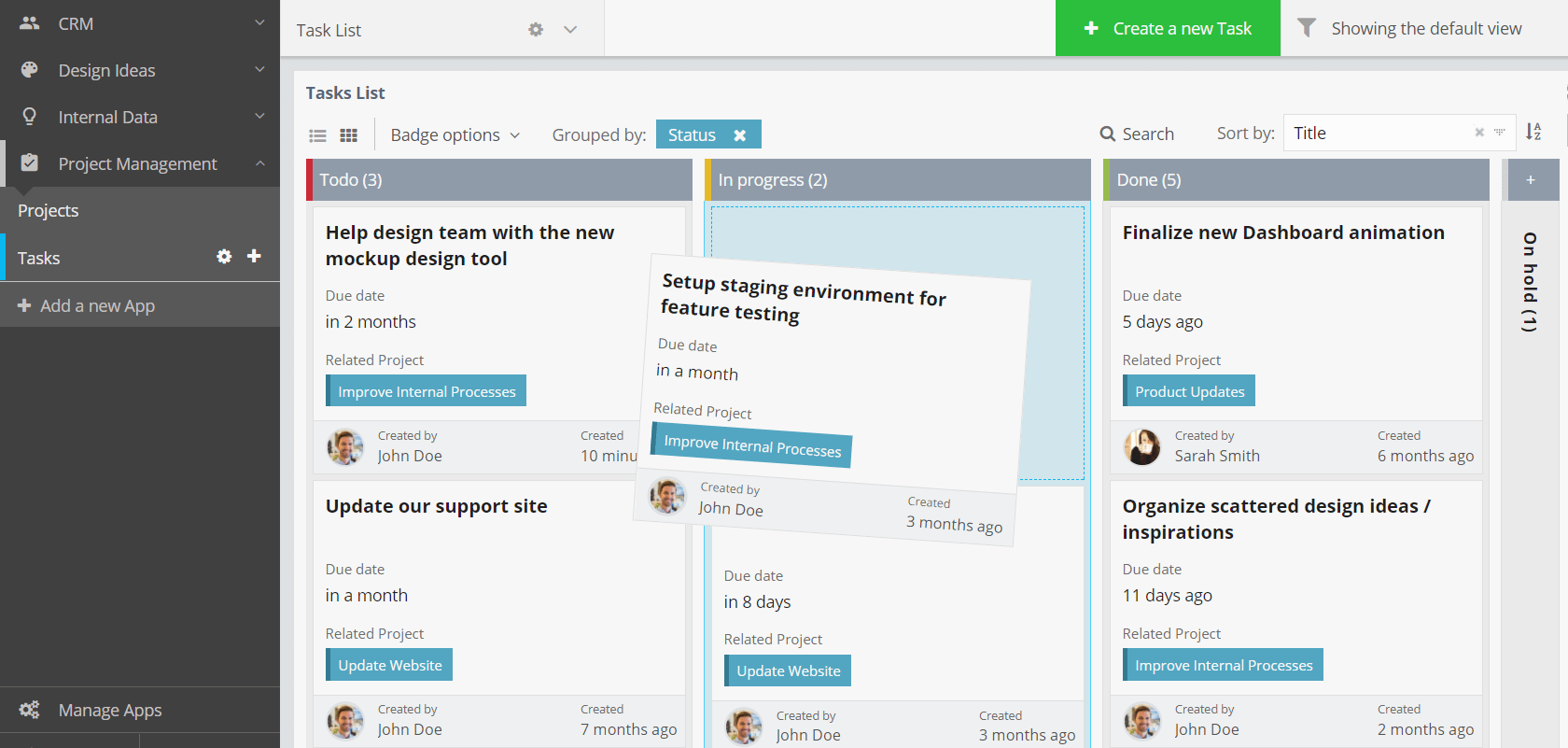 Fusioo Software - Utilize the Kanban board to manage workflows and track task statuses