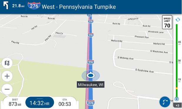 CoPilot Professional screenshot: CoPilot navigation