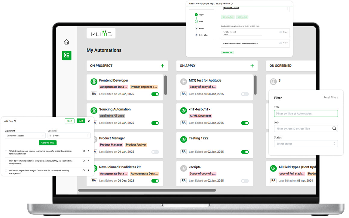 Klimb.io screenshot: Klimb.io automations