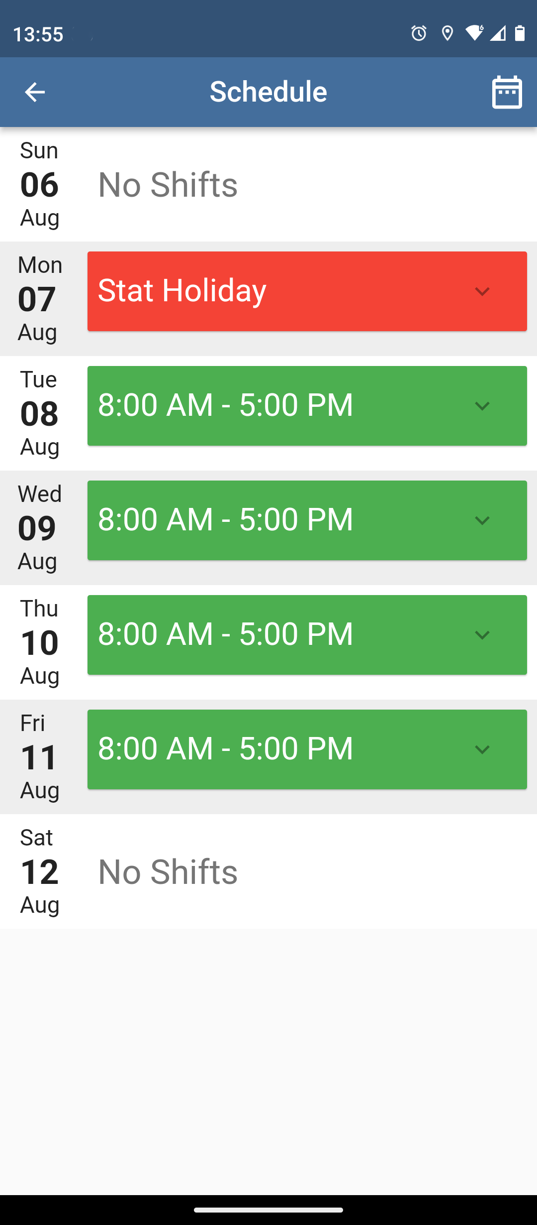 TimeTrex Software - Mobile Schedule