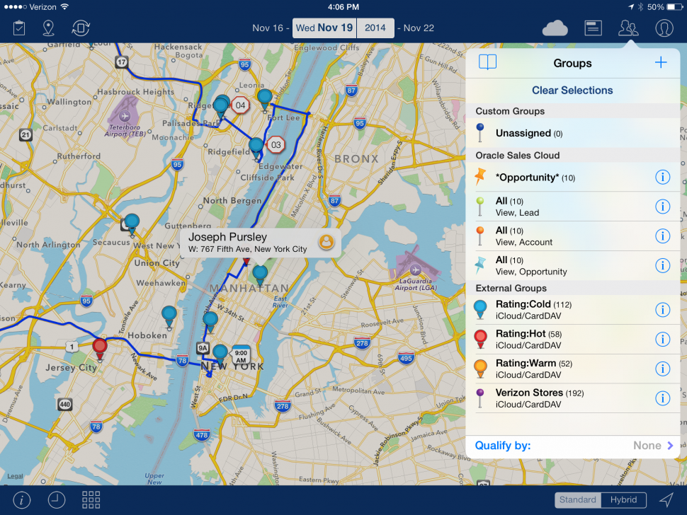 Oracle Sales screenshot: Oracle Sales routing