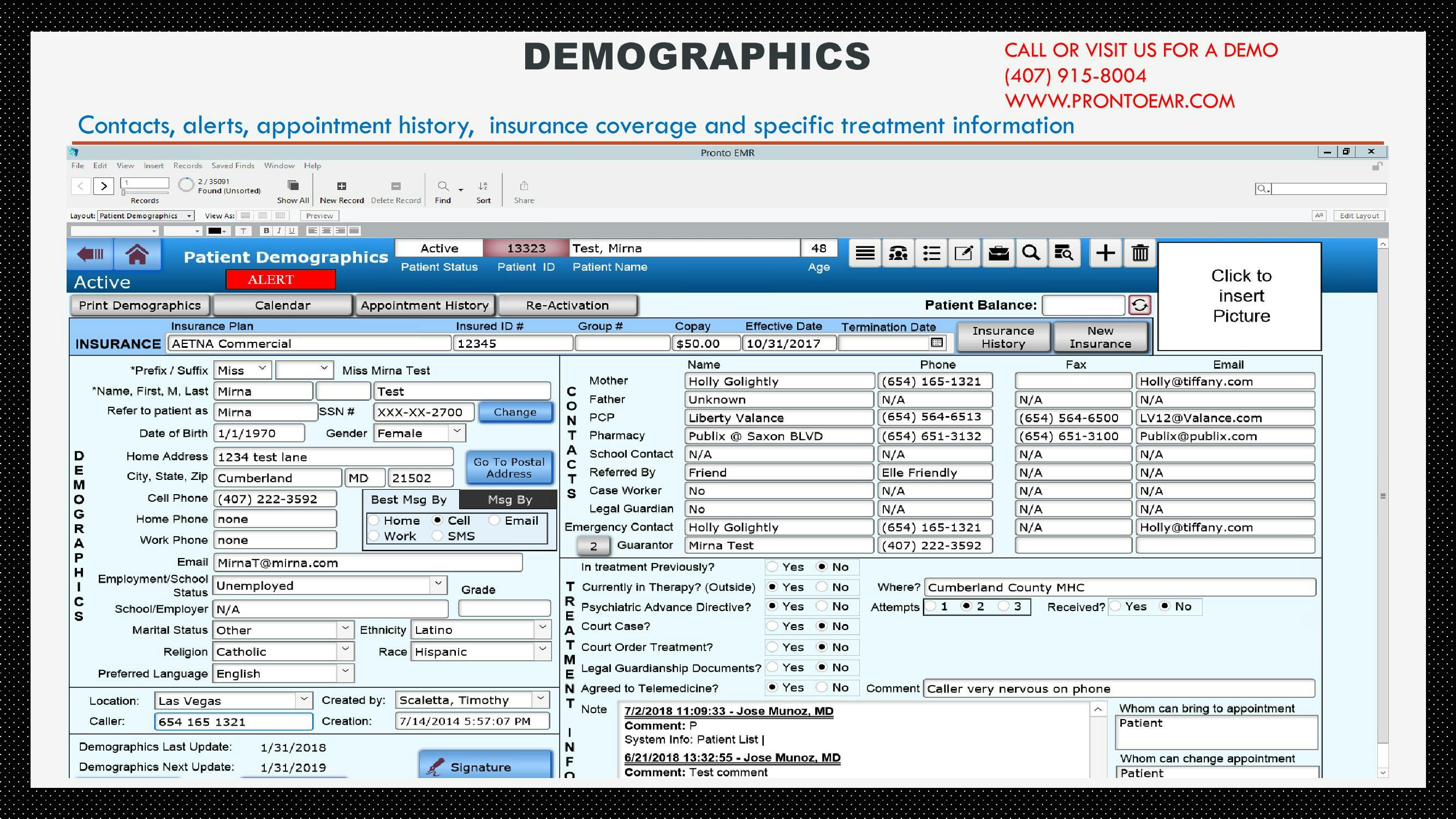 Pronto EMR Software - Demographics