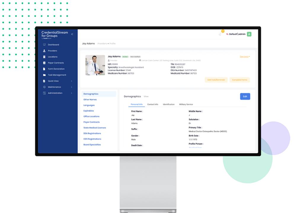 CredentialStream for Groups screenshot: CredentialStream for Groups demographics
