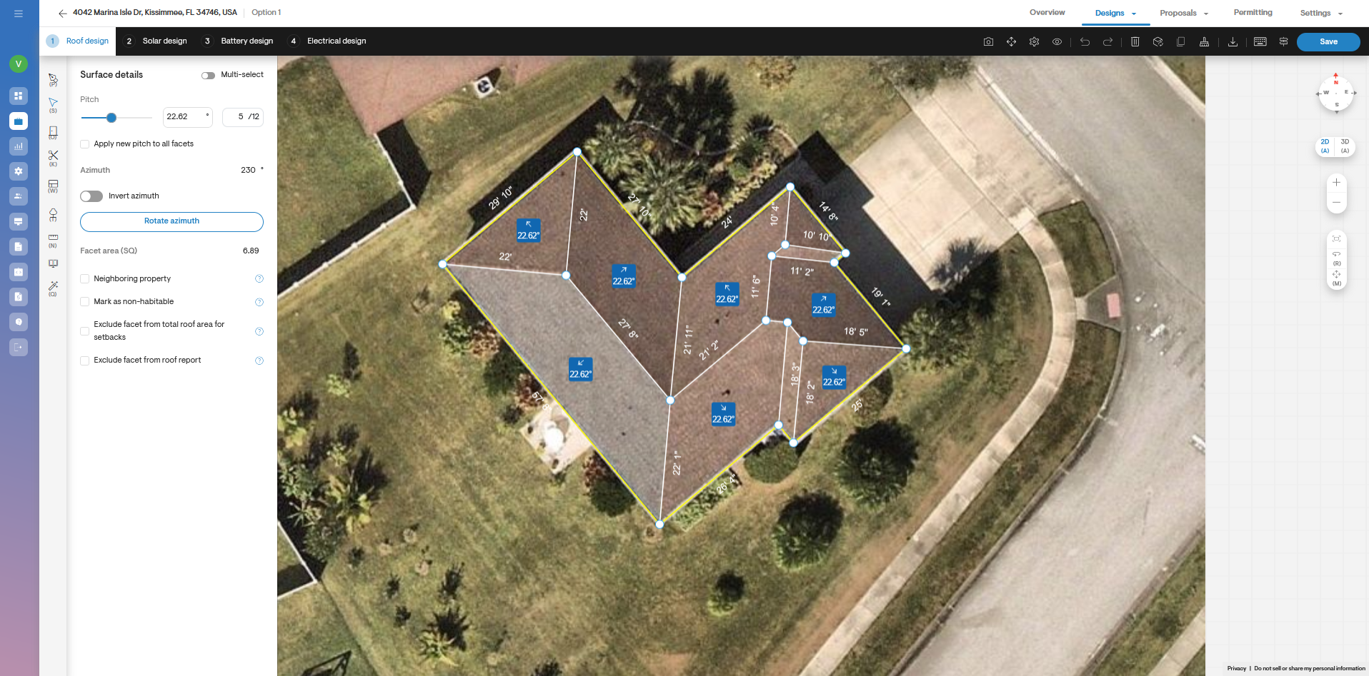 Solargraf screenshot: Auto roofline detection