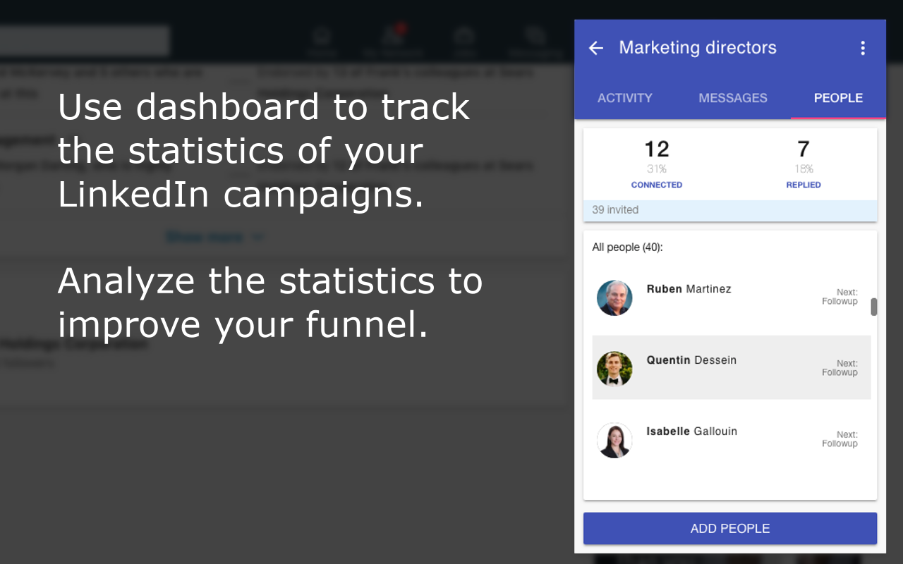 LinkedIn lead generation dashboard - analyze the performance of your LinkedIn prospecting campaigns and adjust them to improve your sales funnel.