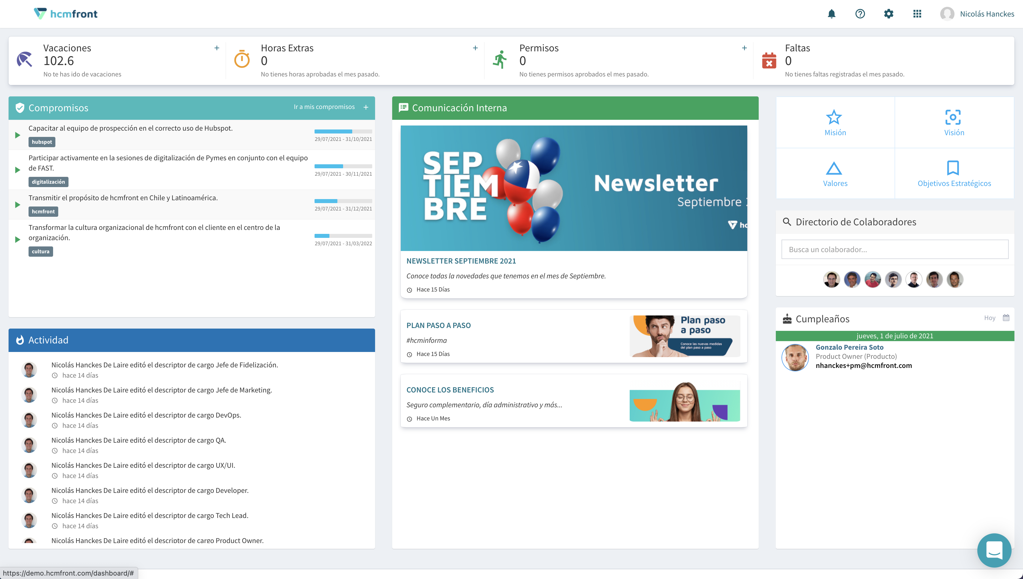 HCMFront screenshot: People Management - Centralize employee information in one place. Forget about spreadsheets and focus on what really matters: people