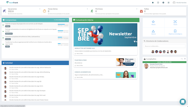 HCMFront screenshot: People Management - Centralize employee information in one place. Forget about spreadsheets and focus on what really matters: people