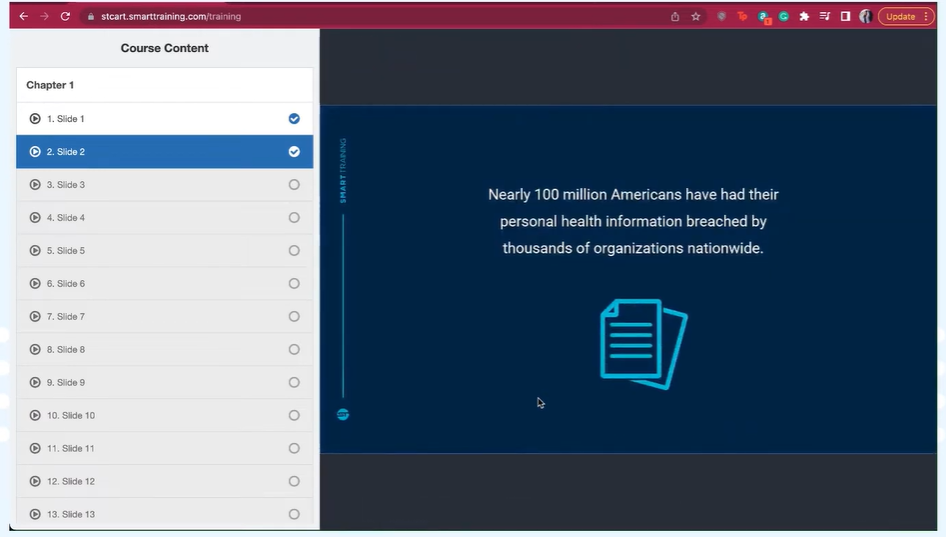Smart Training screenshot: Smart Training course content
