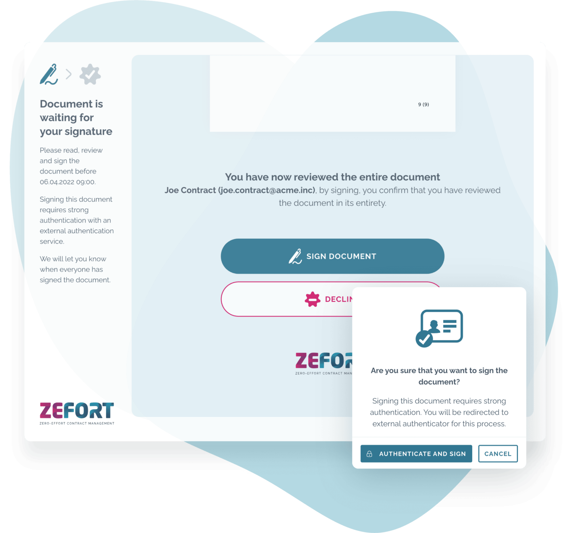Easy eSignatures with Zefort Sign