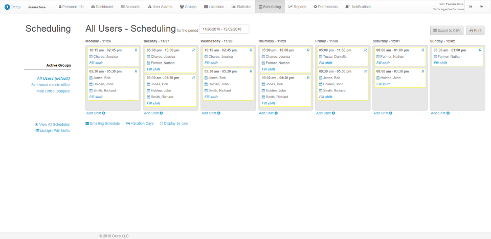 Occly Software - Users can track and manage employee schedules, then email work schedules directly to employees