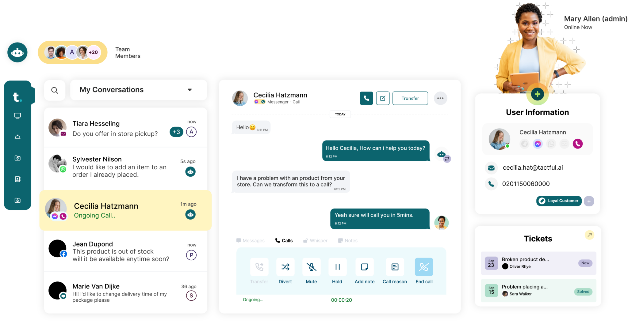Tactful AI screenshot: AI-powered and effortlessly configurable customer service platform for outstanding customer satisfaction and team productivity