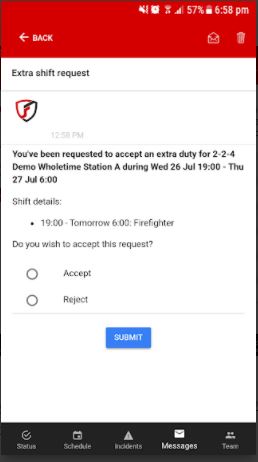 FireServiceRota shift request