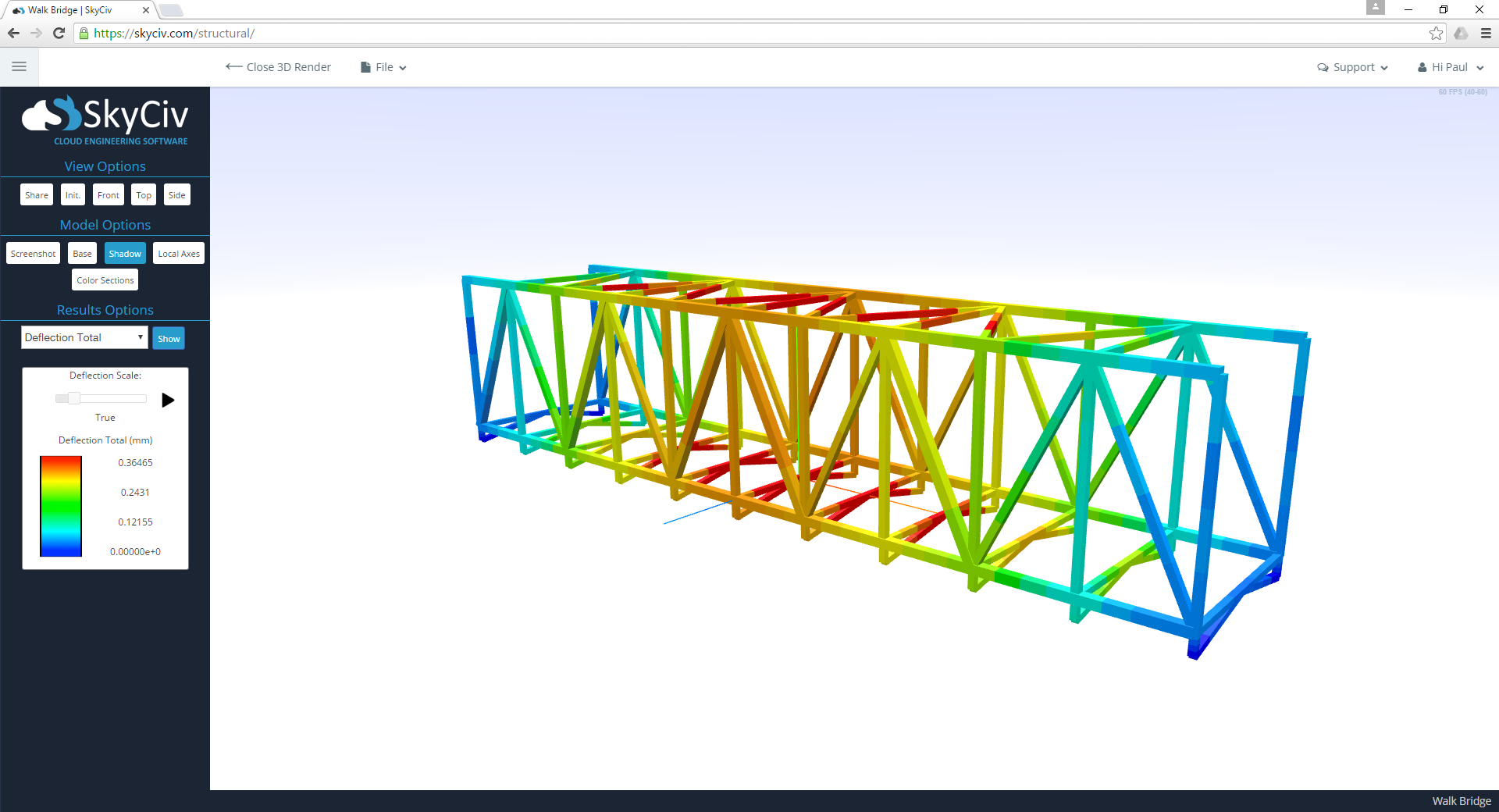 SkyCiv Structural 3D Software - 3D rendering of structures with color contours