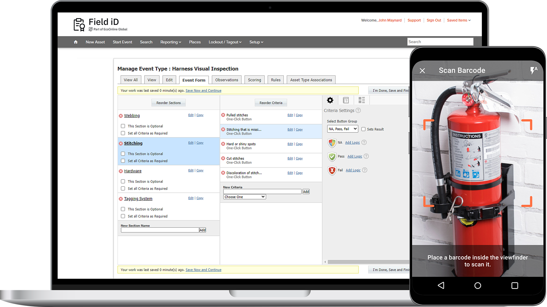 Asset inspection dashboard and safety reporting features to help you maintain inspection records and compliance