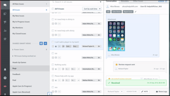 Helpshift dashboard