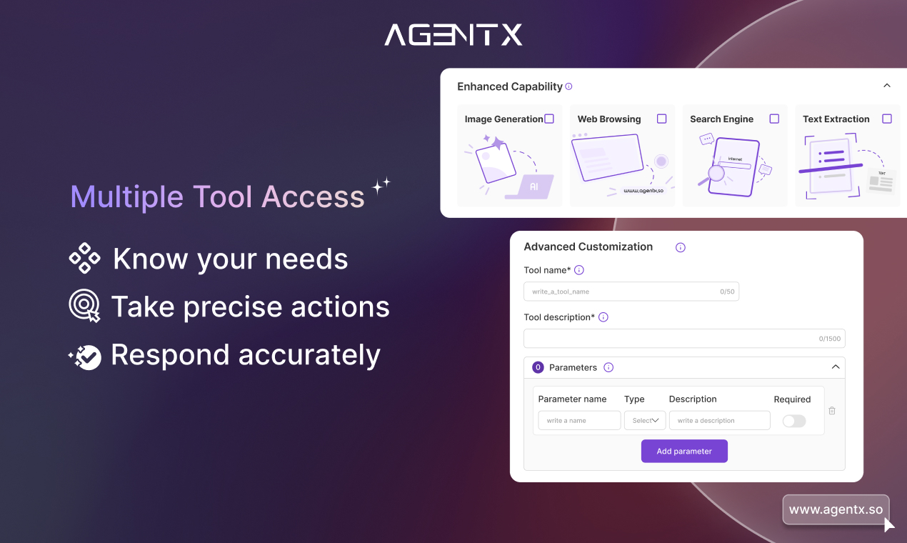 AgentX - Your Reliable AI Agent Chatbot Build Platform - know your needs, take precise actions, respond accurately
