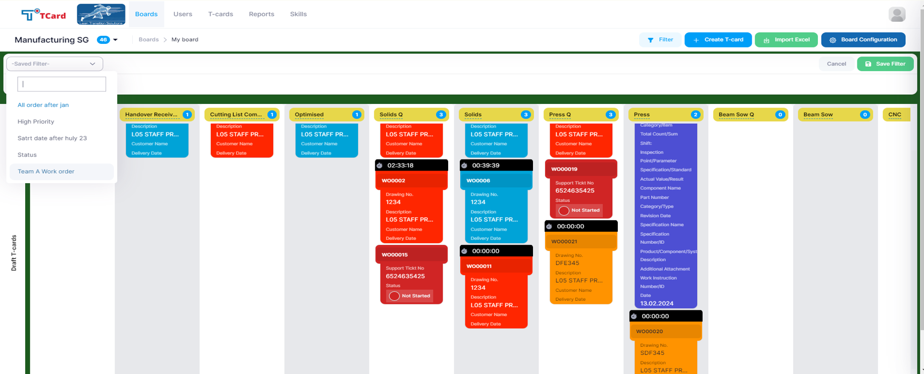 T-Card Software - Moving the cards between the Interlinked boards is a great way to manage the tasks that advance through various stages, processes or departments. Dependencies can also be easily managed with the Card transfer function.