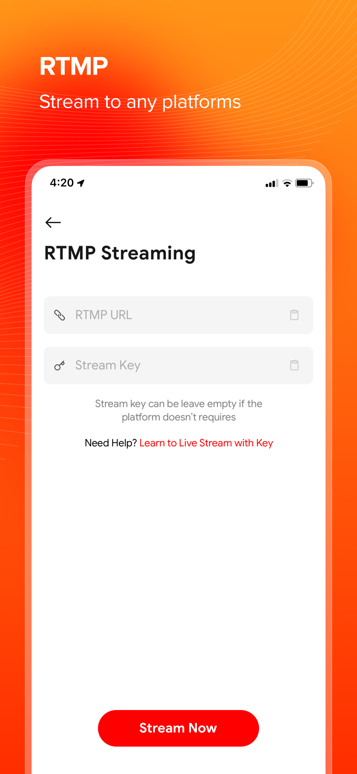Stream to any platforms with Custom RTMP