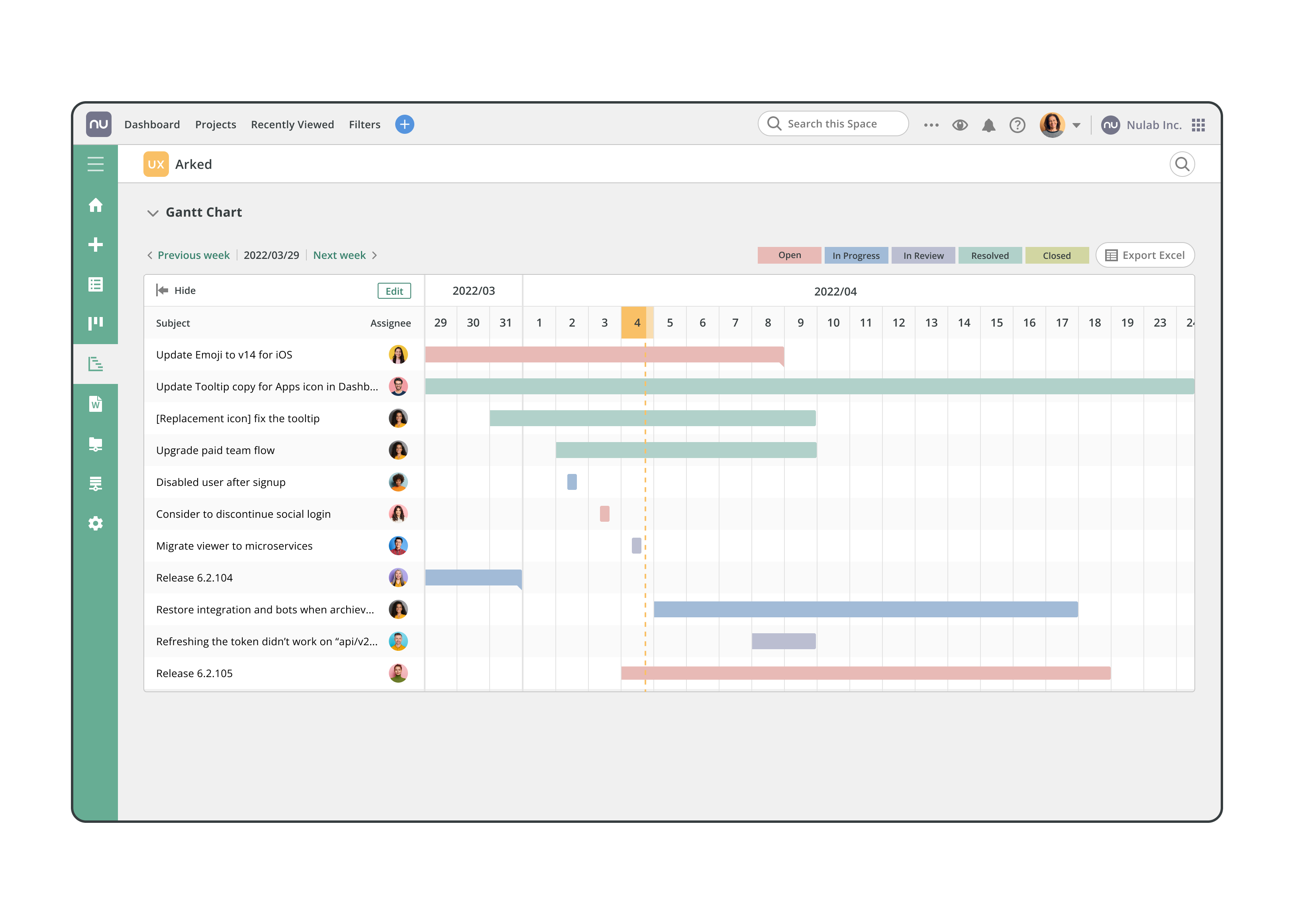 Get a full picture of your team's workload and timeline in the Gantt Chart view.