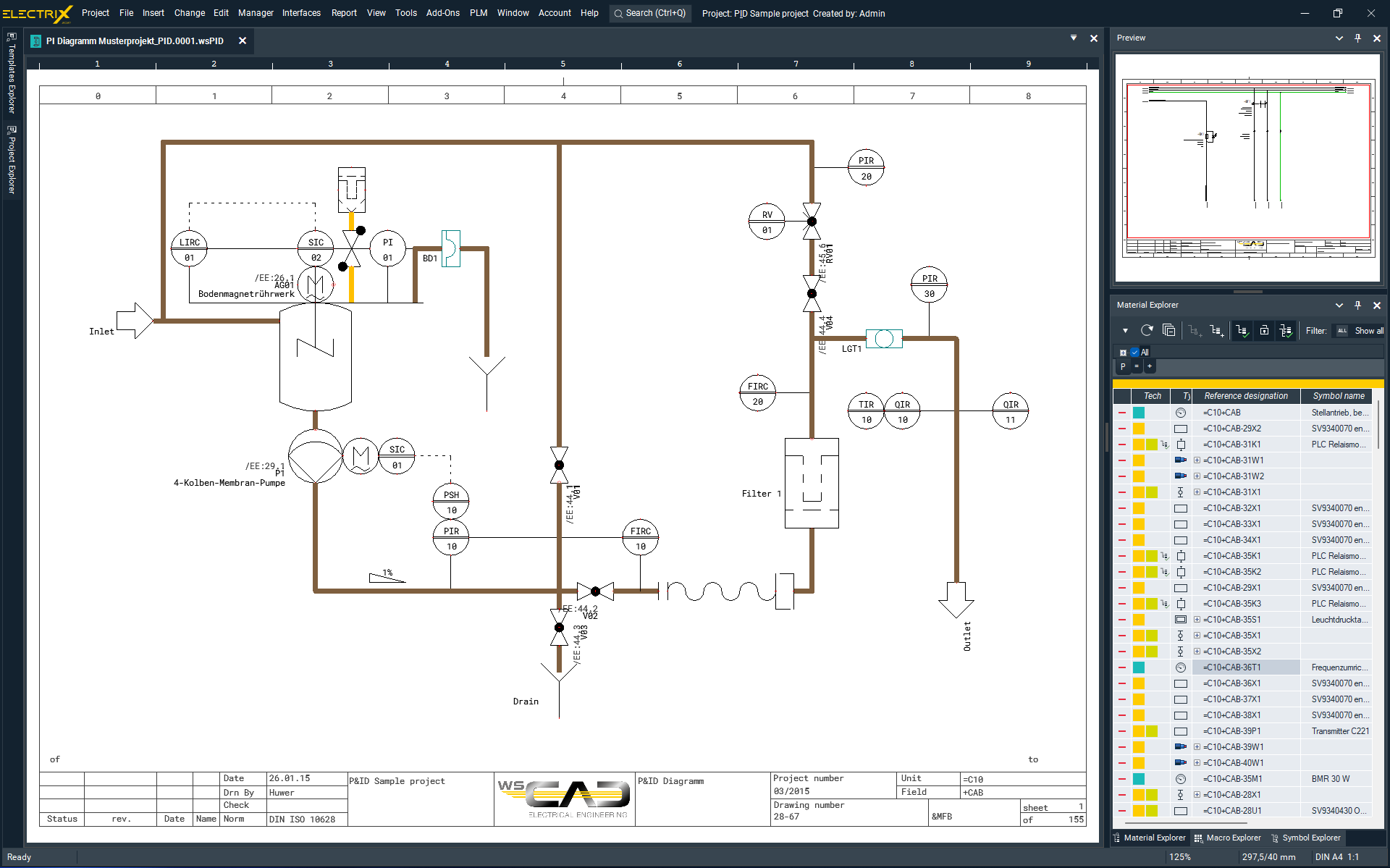 WSCAD ELECTRIX Software - Piping & Instrumentation - The P&ID (Piping & Instrumentation Diagrams) discipline enables process engineers and designers to easily create piping and instrumentation diagrams (P&ID).