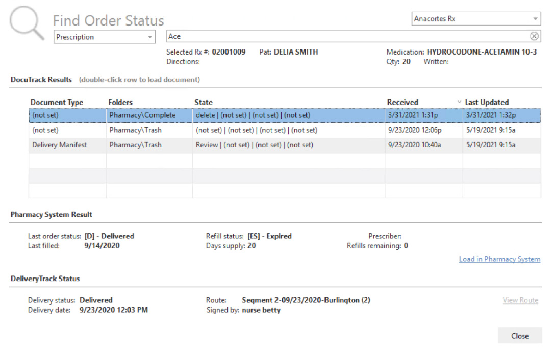 DocuTrack order status tracking