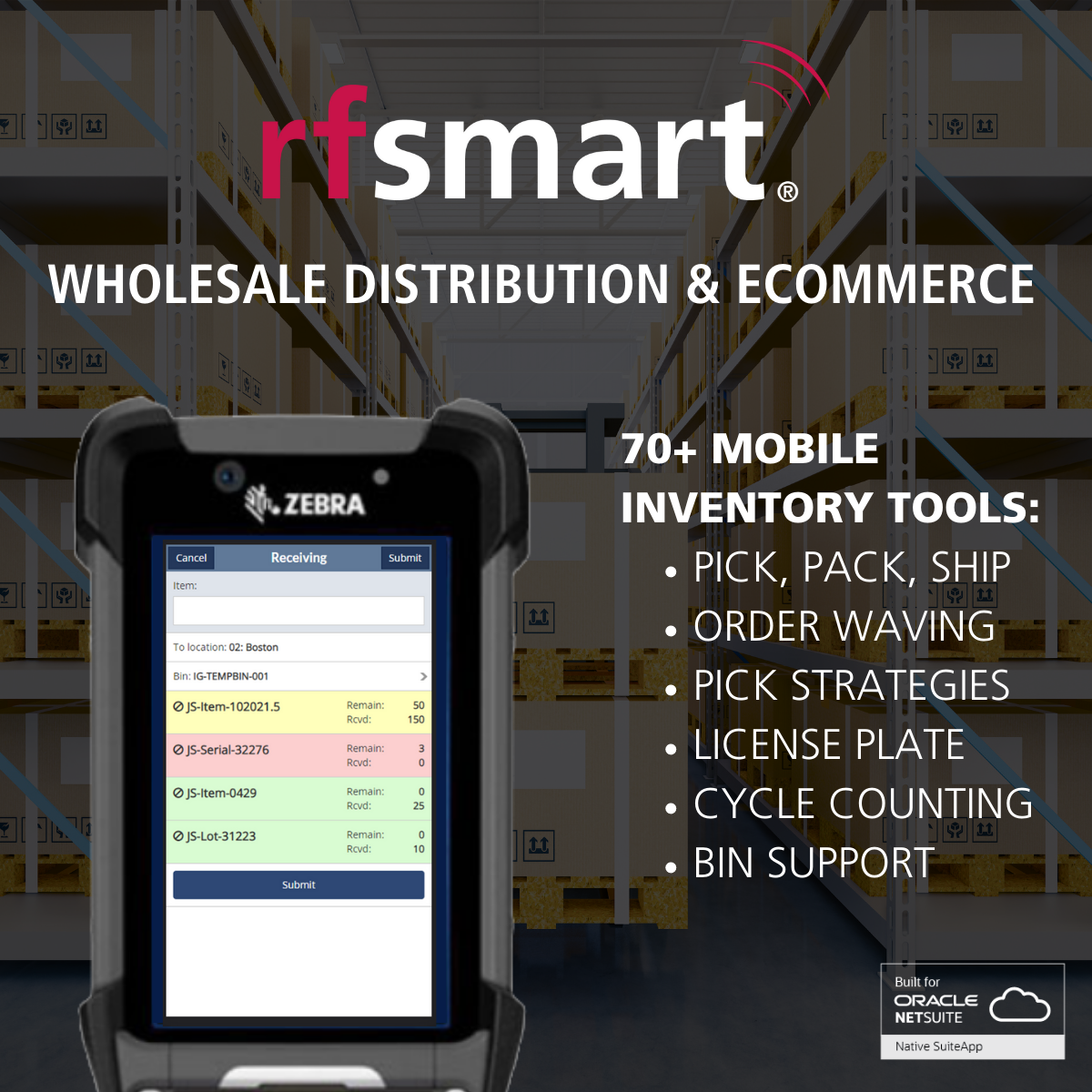 WMS for distribution & ecommerce. 70+ different mobile inventory tools.