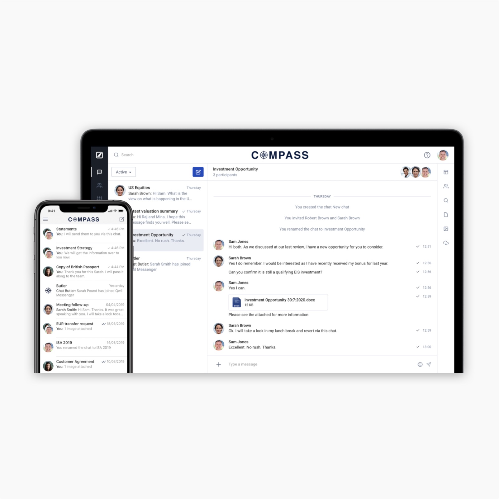 Chat, document sharing and video