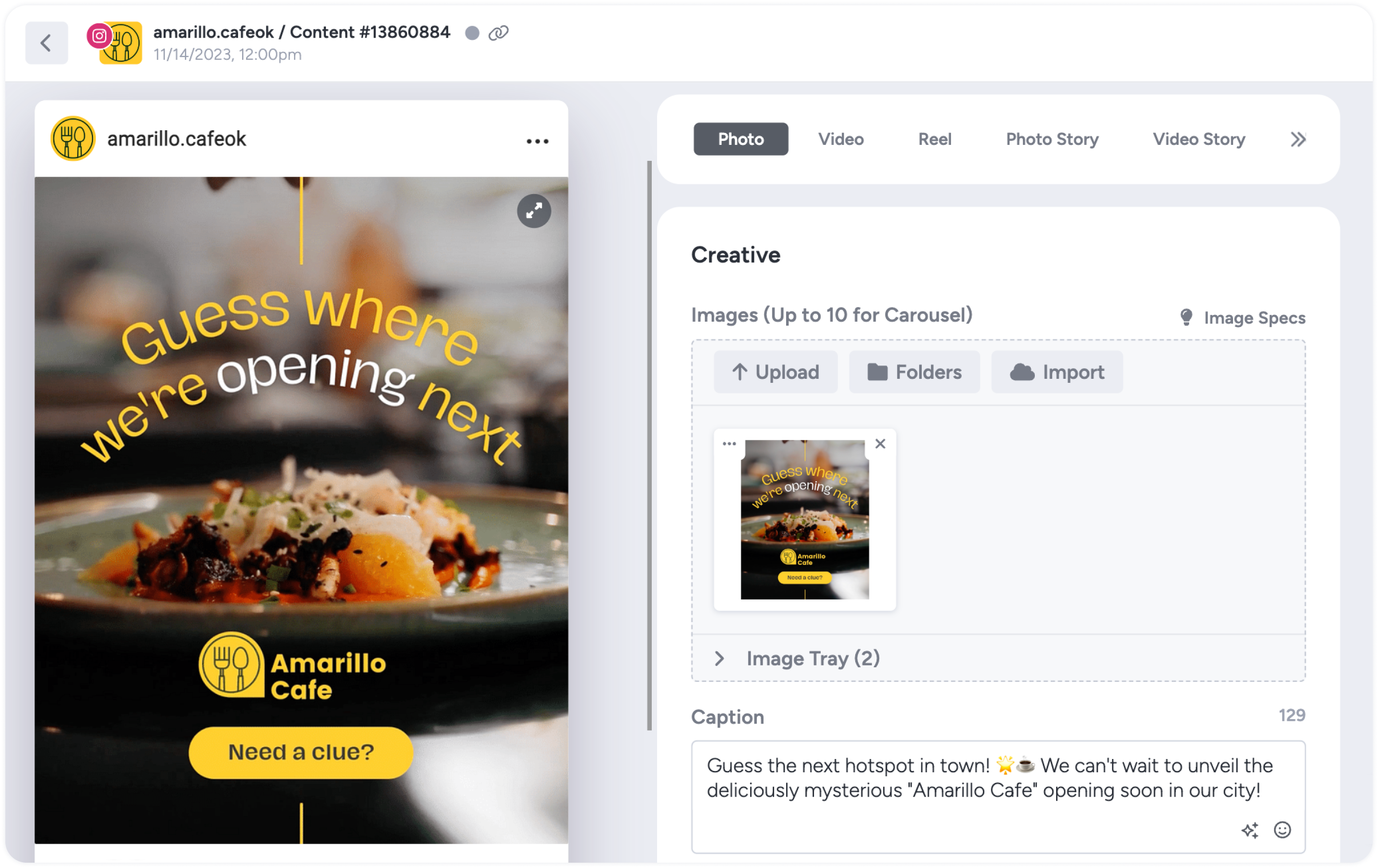 Create social posts with dynamic previews that show how your content will look on each social platform as you create it.