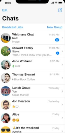 WhatsApp screenshot: WhatsApp chat dashboard