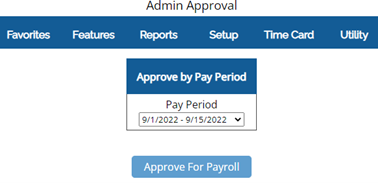 Easy Time Clock Software - Admin Approval Page View