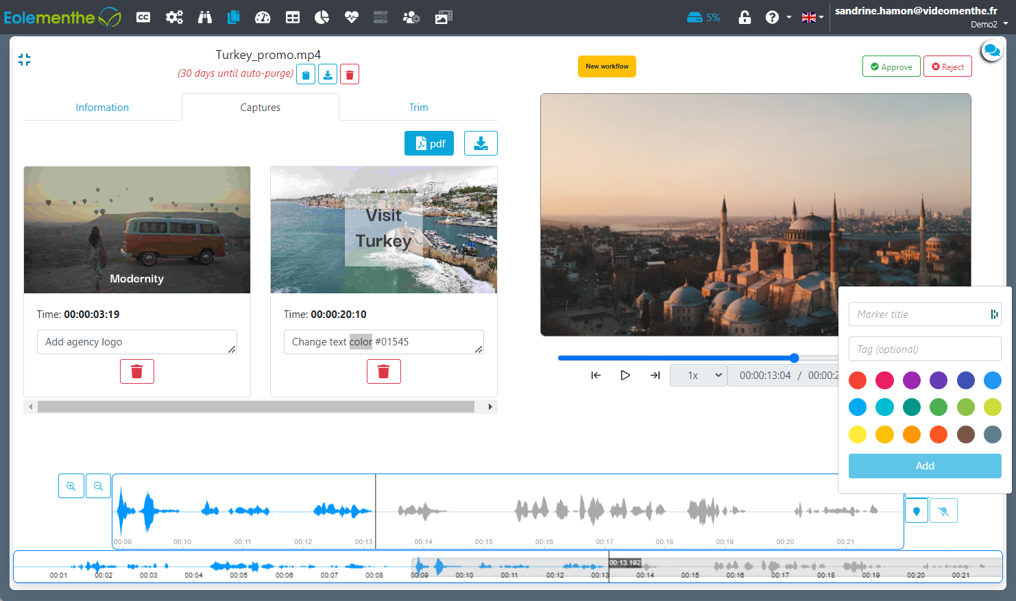 A clear collaborative interface to preview & annotate videos