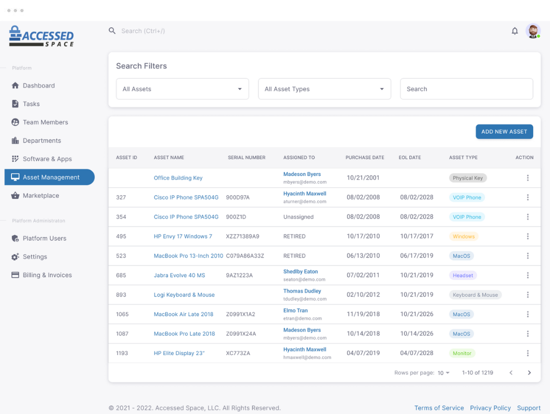 Accessed Space Software - Accessed Space asset management