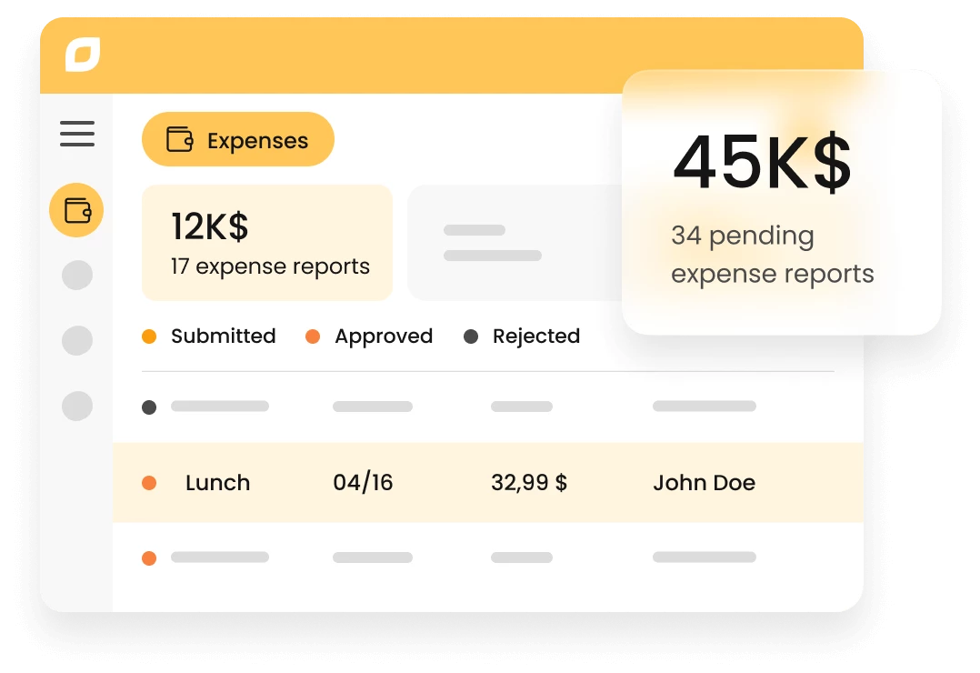 MintHR screenshot: Expense report tool
