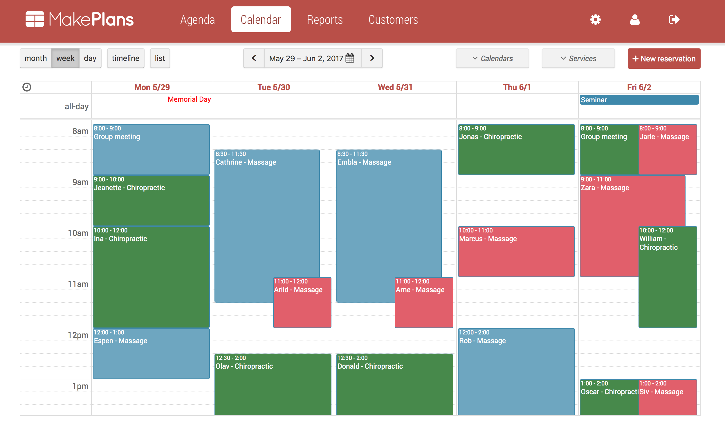 MakePlans calendar screenshot