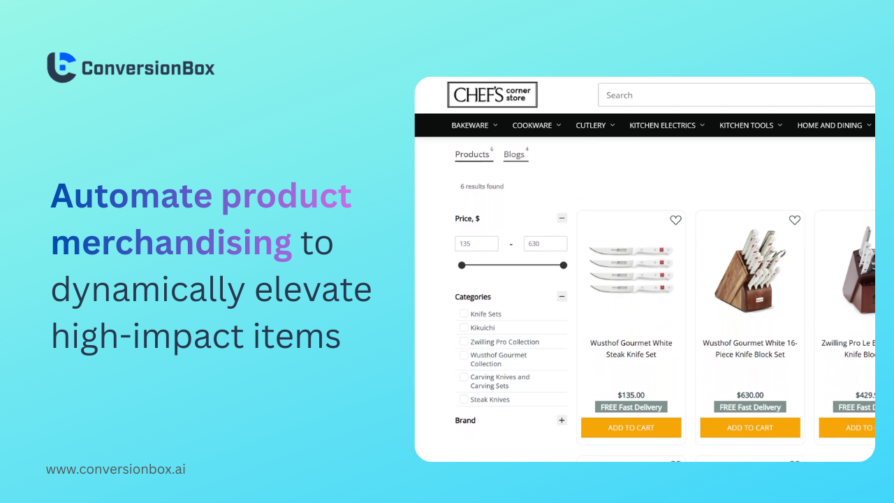 ConversionBox screenshot: ConversionBox automate product merchandising 