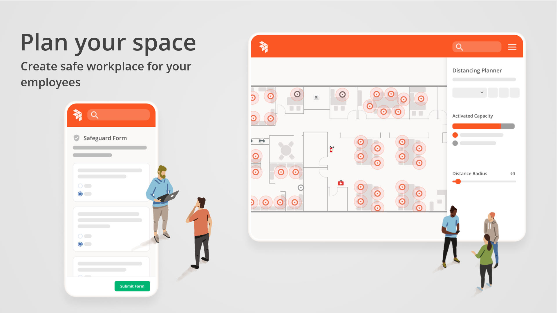 Generate accurate, distanced seating plans in seconds, screen for COVID-19 risk factors, and provide a safer work environment for your people.