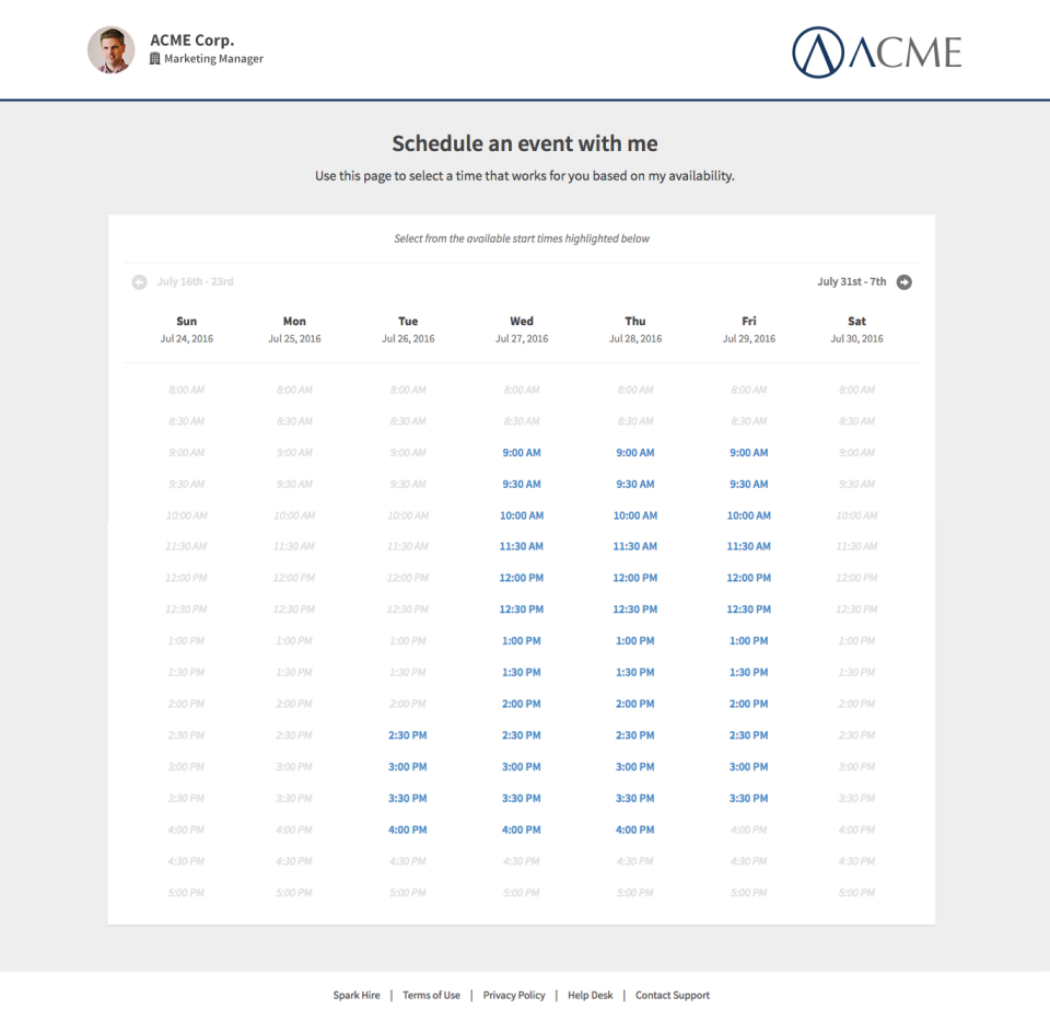 Spark Hire Software - Scheduling