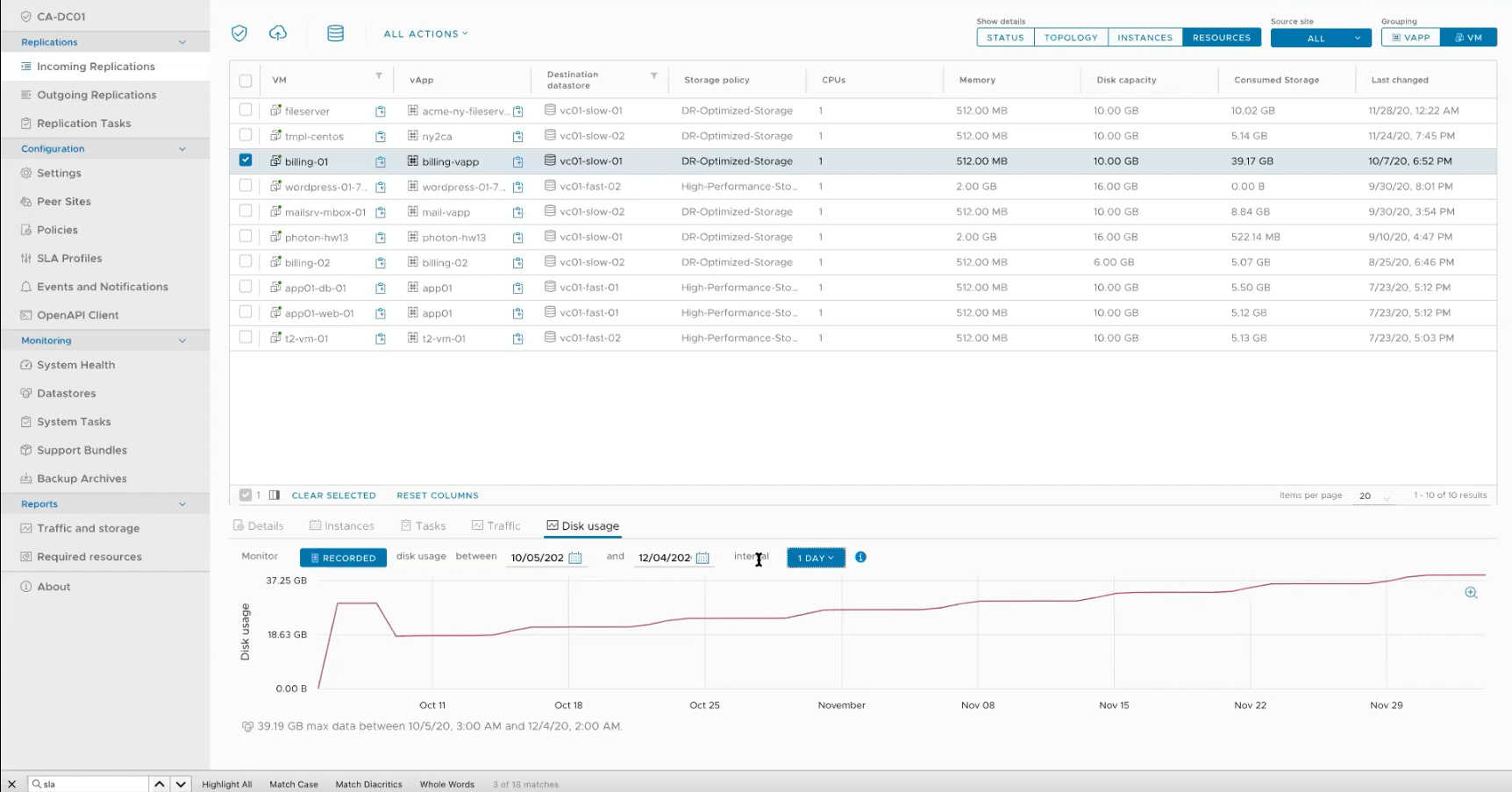 VMware Cloud Director Availability Software - Live usage