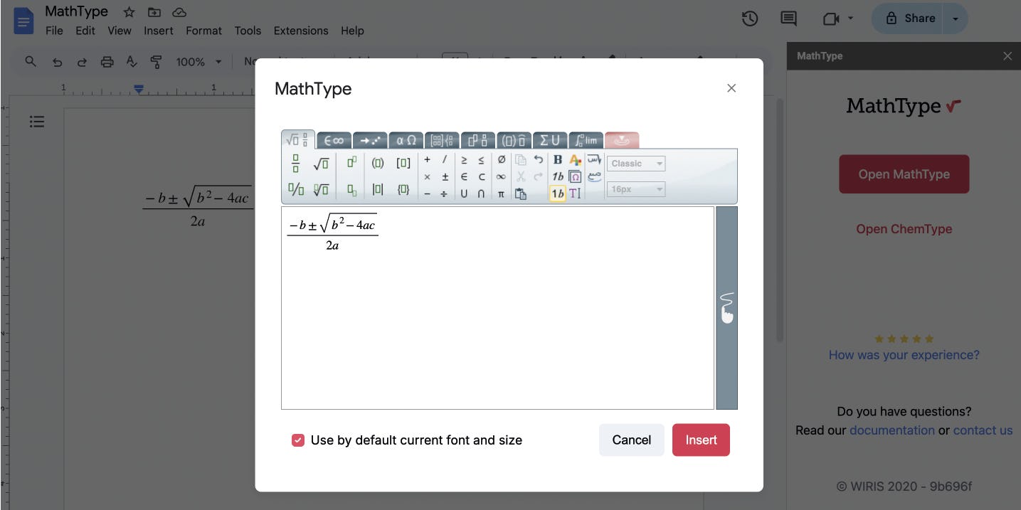 MathType Software - MathType in Google Docs