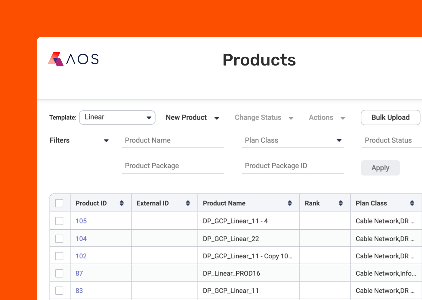 AOS screenshot: Converge products and rate cards. Generate infinitely-optimized plans. New self-serve tools ensure you can scale to customers of all sizes.