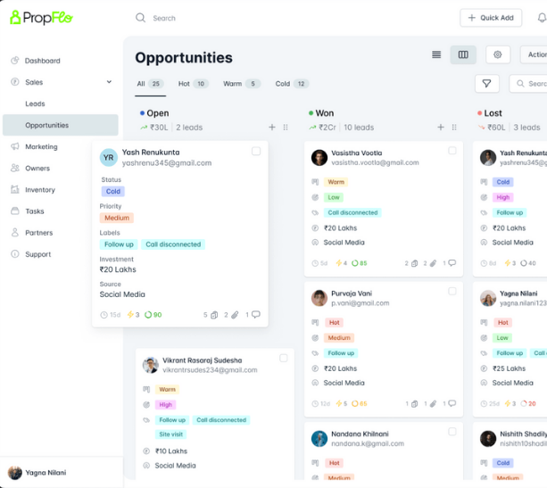 PropFlo screenshot: Experience seamless organization and enhanced productivity with Kanban Workflows in PropFlo. Our intuitive Kanban boards empower real estate professionals to visualize and manage their tasks, listings, and leads with ease. 