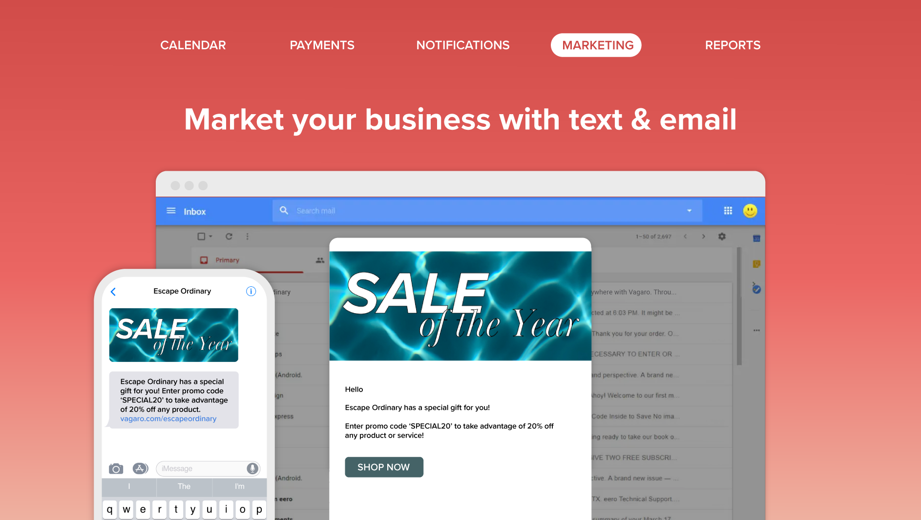 Vagaro Software - Vagaro Market business with text & email