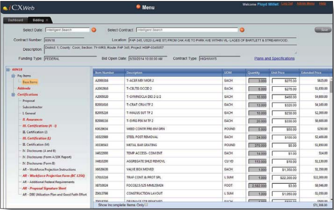ExeVision's iCXWeb provides electronic bidding features
