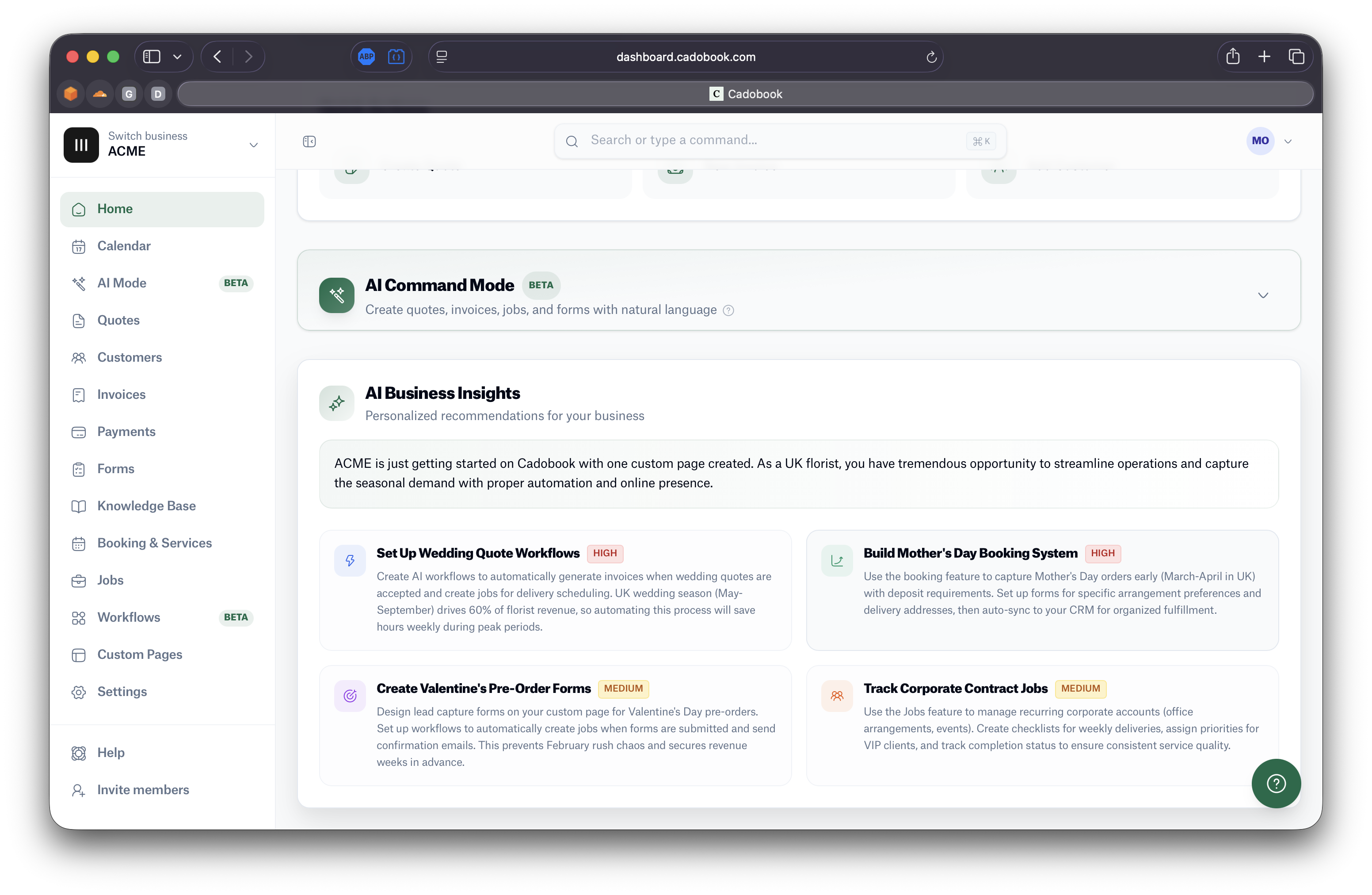 Cadobook screenshot: Cadobook overview