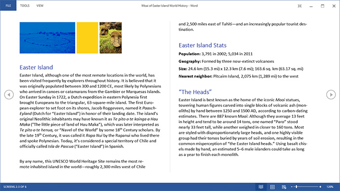 Microsoft Word screen reading