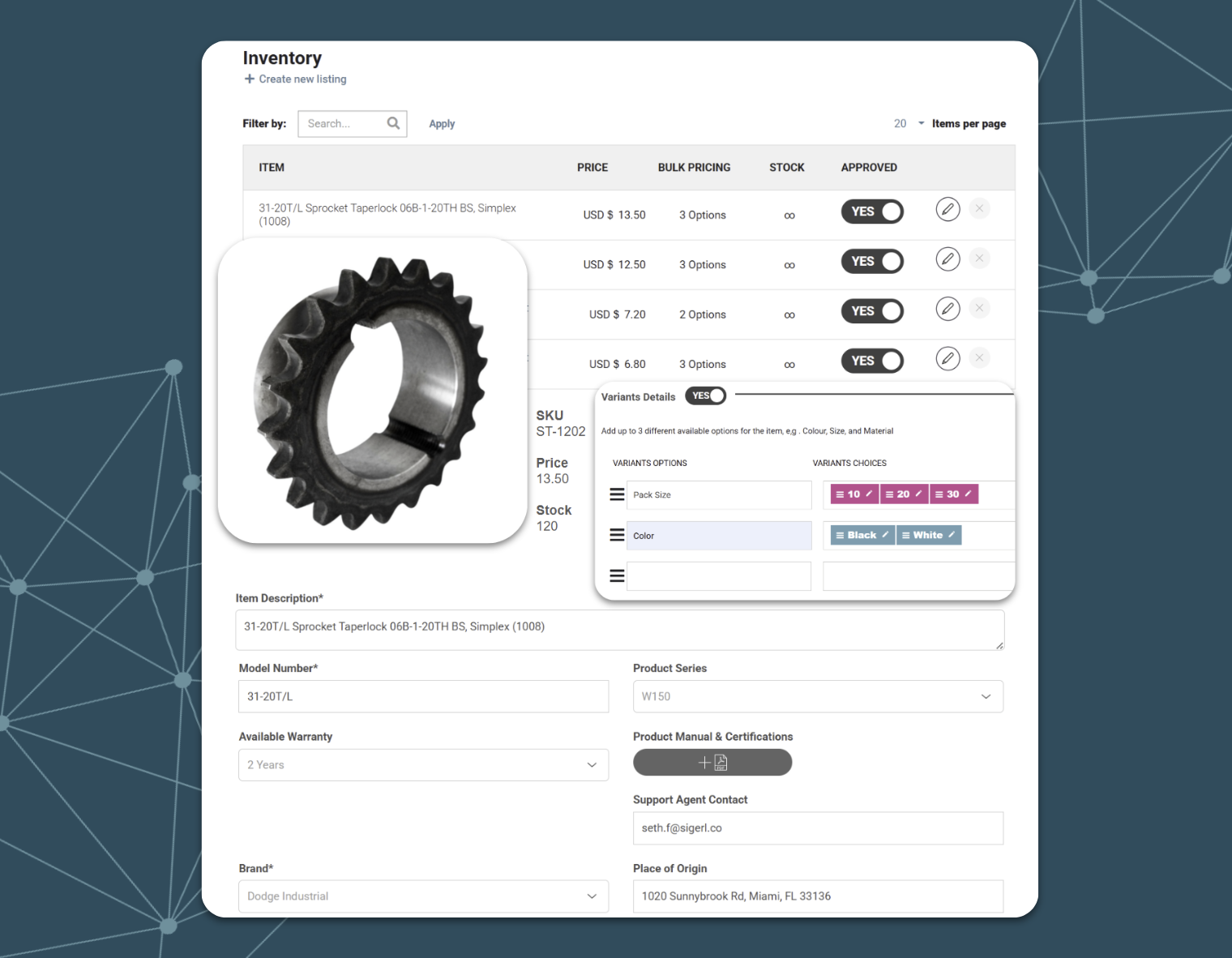Arcadier screenshot: Arcadier product catalog control 