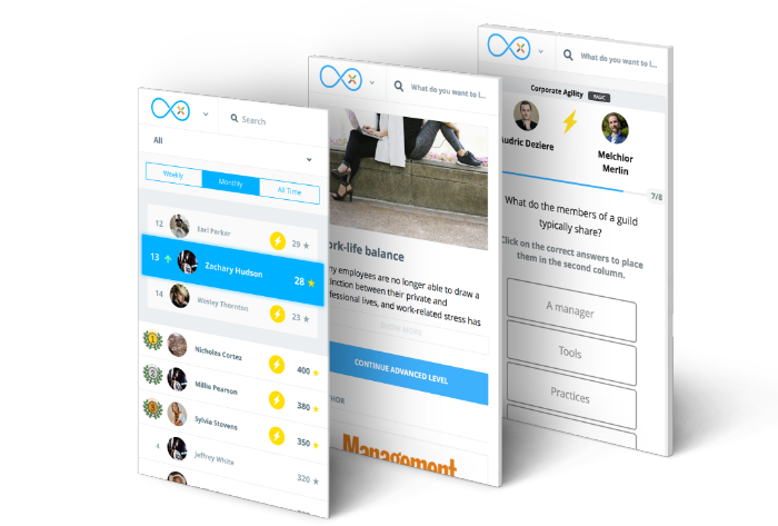 Scoring allows learners to monitor progress and see how they rank against other coworkers